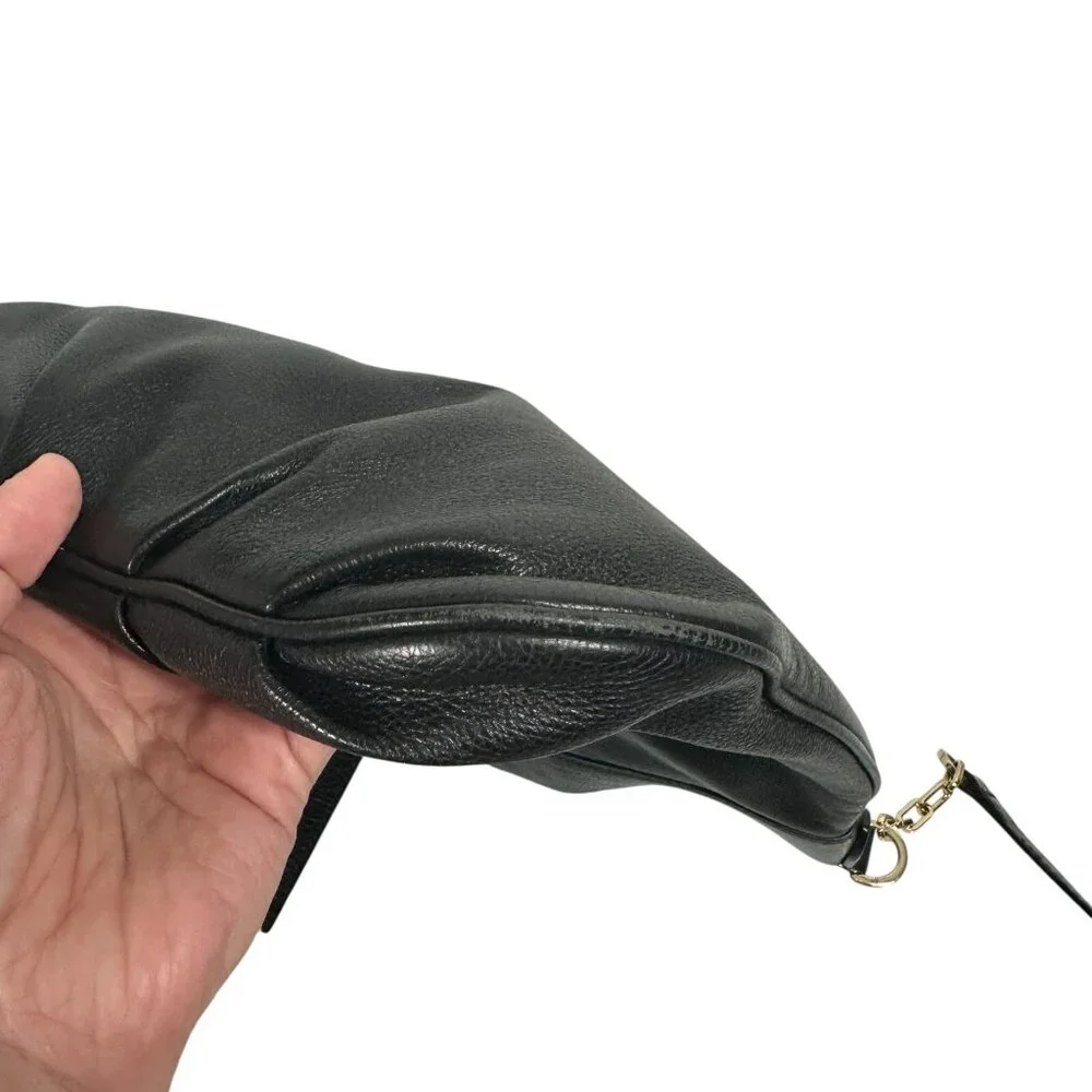 Tory Burch Black Stacked T Book Bag Pebbled Leather Crossbody - Picture 12 of 16